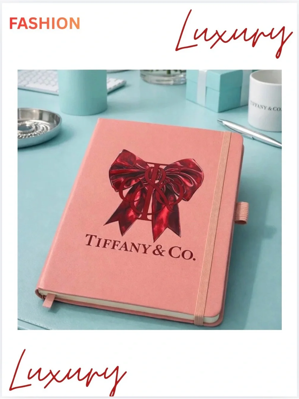 NOTEBOOK: Coral Featuring a Red/Maroon Bow, NWOT